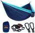 LuxusKollektion Camping-Hängematte Fallschirm-Nylon blau/navy 300x200cm mit Baumgurten & Karabiner