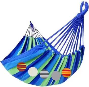 LuxusKollektion H&auml;ngematte 2 Personen Baumwolle 220x160cm blau/gr&uuml;n