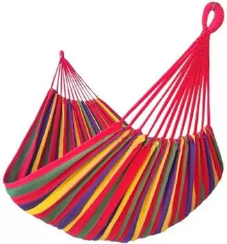 LuxusKollektion H&auml;ngematte XXL 2 Personen, Baumwolle, rot/Regenbogen, 220x160cm, 300kg