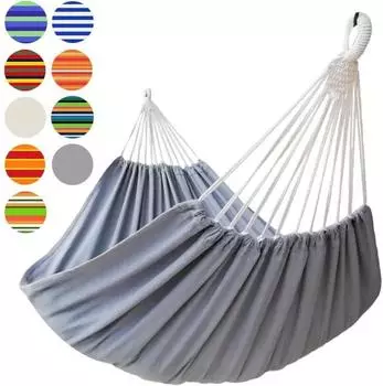 LuxusKollektion H&auml;ngematte f&uuml;r 2 Personen, Baumwolle, grau, 220x150cm, 300kg