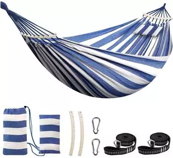 LuxusKollektion Hängematte Baumwolle, blau-weiß gestreift, 270x150cm, 300kg