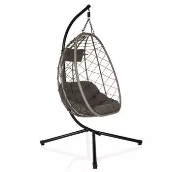 hjh Living Cocova Hängesessel mit Gestell und Kissen Grau