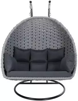 Home Deluxe H&auml;ngesessel Hellgrau Metall Kunststoff 127 x 155 x 76 cm