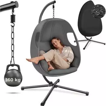 TecTake H&auml;ngesessel mit Sitzkissen 360&deg; drehbar bis 160 kg inkl. Schutzh&uuml;lle 100 x 97 x 201 cm