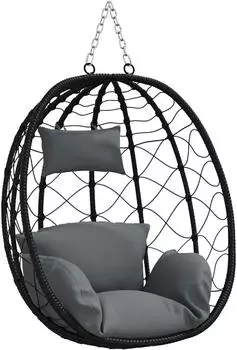 vidaXL H&auml;ngesessel Korb ohne Gestell Anthrazit Poly Rattan