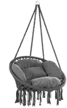 Detex H&auml;ngesessel Boho 360&deg; drehbar, anthrazit, bis 150kg, GS-zertifiziert