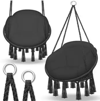 tillvex H&auml;ngesessel mit Kissen, schwarz, 200kg, Indoor & Outdoor (TVHS08)