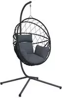 vidaXL H&auml;ngesessel Ei-Design mit St&auml;nder Anthrazit Rattan und Stahl