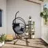 vidaXL Hängesessel Ei-Design mit Ständer, Polyrattan/Stahl, anthrazit (4007402)