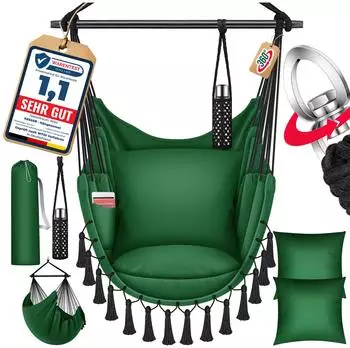 Kesser H&auml;ngesessel Safari XXL mit 2 Kissen, Getr&auml;nkehalter & B&uuml;cherfach, bis 150kg (22132)