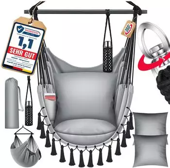 Kesser Safari XXL H&auml;ngesessel mit 2 Kissen, Getr&auml;nkehalter, Indoor & Outdoor, bis 150kg (22136)