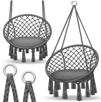 tillvex H&auml;ngesessel anthrazit, 200kg, wetterfest, mit Kissen (TVHS06)