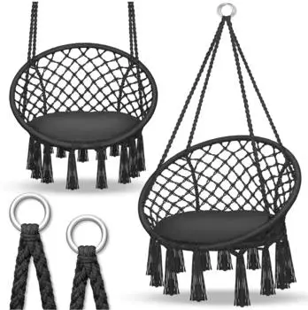 tillvex H&auml;ngesessel mit Kissen, schwarz, 200kg, Indoor & Outdoor (TVHS01)