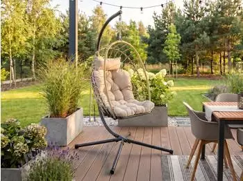 Beautysofa Mykonos H&auml;ngesessel mit Stahlrahmen, beige (Mykonos)