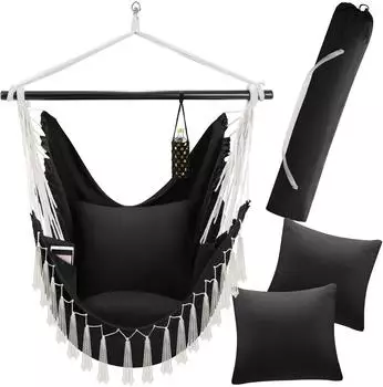 TecTake H&auml;ngesessel Malika Boho-Style, 150kg, schwarz