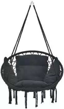 casa.pro Kailua H&auml;ngesessel mit Kissen, schwarz, Baumwolle/Polyester