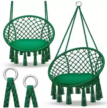 tillvex H&auml;ngesessel mit Kissen, gr&uuml;n, 200kg, Indoor & Outdoor (TVHS07)