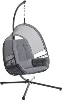 Beliani Alviano H&auml;ngesessel Metall-Mesh, dunkelgrau (590738)