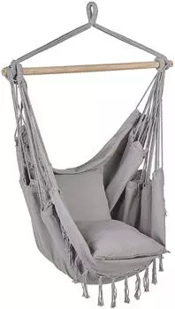Beliani Bonea H&auml;ngesessel Baumwolle, hellgrau