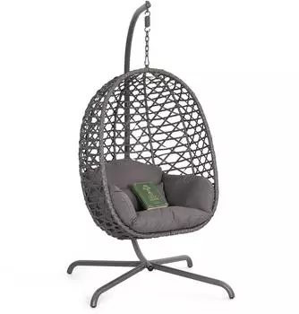 Avestar H&auml;ngesessel Eiform Rattan mit Kissen, f&uuml;r Innen & Au&szlig;en (QBW001)