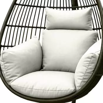 Homescapes Hängesessel-Kissen outdoor, natur, 2-teilig mit Kopfstütze, 110x15x112cm
