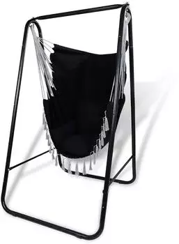 CCLife Technic H&auml;ngesessel mit Gestell und Kissen, schwarz, 100kg (DHGSS010A0000swz)