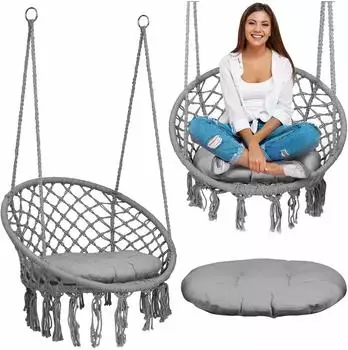 Sofotel BOHO H&auml;ngesessel Gartenschaukel, grau, mit Kissen