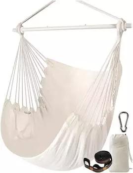 LuxusKollektion H&auml;ngesessel Baumwollgewebe 130x100cm, cremewei&szlig;