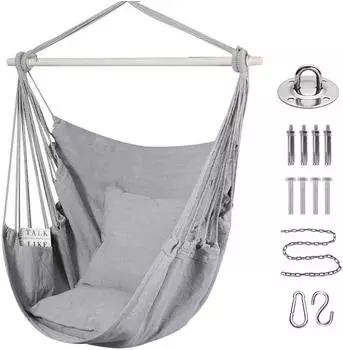 LuxusKollektion Hängesessel Baumwolle mit 2 Sitzkissen, grau, 150kg