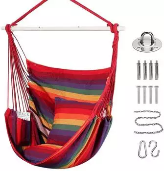 LuxusKollektion Hängesessel Regenbogen mit 2 Sitzkissen & Tragetasche, Innen & Außen, bis 149kg