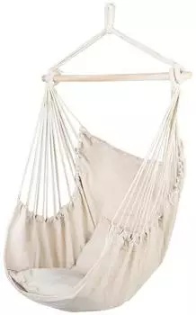 LuxusKollektion H&auml;ngesessel Outdoor Baumwolle mit 2 Kissen, beige, 80x126cm, 100kg
