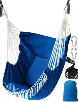 LuxusKollektion Hängesessel königsblau, 2 Sitzkissen, Baumwolle