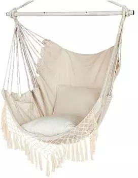 LuxusKollektion H&auml;ngesessel Indoor & Outdoor 2 Kissen 150kg, beige