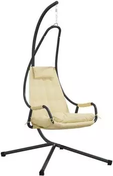 vidaXL H&auml;ngender Ei-Stuhl mit Gestell und Kissen, beige, Stahl (42003855)