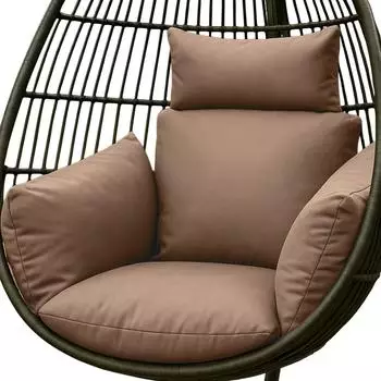 Homescapes Hängesessel-Kissen mit Kopfstütze, beige, wetterfest, 2-teilig