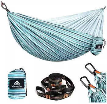 LuxusKollektion H&auml;ngematte ultraleicht 275x140cm, gr&uuml;n/wei&szlig;, 300kg Tragkraft