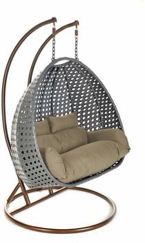 Home Deluxe Twin Rattan Hängesessel ohne Gestell grau