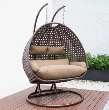 Home Deluxe Twin Rattan Hängesessel ohne Gestell grau