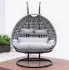 Home Deluxe Twin Rattan Hängesessel ohne Gestell grau