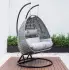 Home Deluxe Twin Rattan Hängesessel ohne Gestell grau