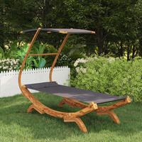vidaXL Sonnenliege mit Dach 100x190x134 cm Bugholz Massiv Anthrazit