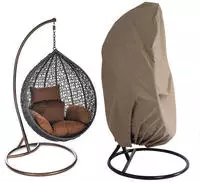 Home Deluxe Polyrattan H&auml;ngesessel mit Regenabdeckung CIELO - Grau/Braun