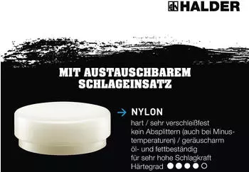 Halder Schlegel r&uuml;ckschlagfrei Nylon &Oslash;100mm 6,5kg Hickorystiel (3366.0S6)