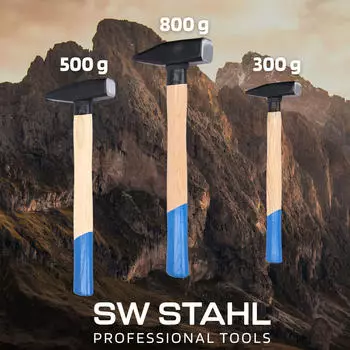 SW-Stahl Schlosserhammersatz mit Stielschutz, 3-teilig, 300g-500g-800g (50930L)