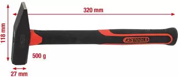 KS Tools Schlosserhammer mit Fiberglasstiel 500g (142.1351-E)
