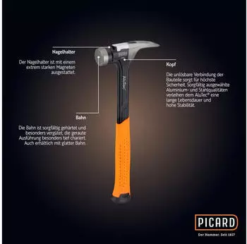 Picard Rip Hammer AluTec Nr. 1091 geraute Bahn 350mm (0109110-16)