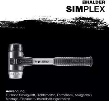 Halder SIMPLEX-Schonhammer Fiberglasstiel, Gummi/Weich, &Oslash; 40mm (3729.040)