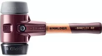 Halder SIMPLEX-Schonhammer TPE-mid/Gummikomposition, Tempergussgeh&auml;use, Holzstiel extra kurz, D=80mm (3023.082)