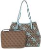 Guess Vikky Large Tote Maxi Logo in Latte Logo/Ice Blue (20.6 Liter),...