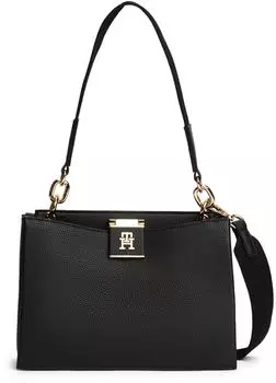 Tommy Hilfiger Genarbte Satchel mit Gurtband-Riemen (AW0AW17722) schwarz